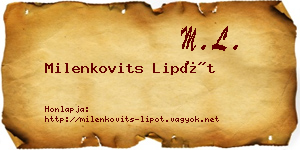 Milenkovits Lipót névjegykártya